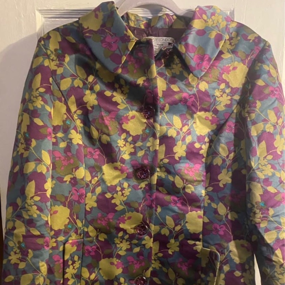 Vintage Purple and green Floral Jacket size 14